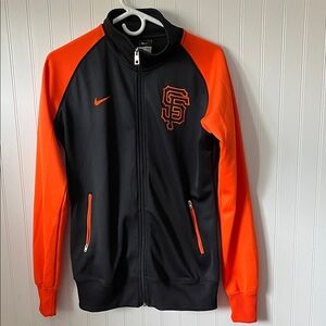 Nike Men's San Francisco Giants full-zip baseball track jacket in black &orange